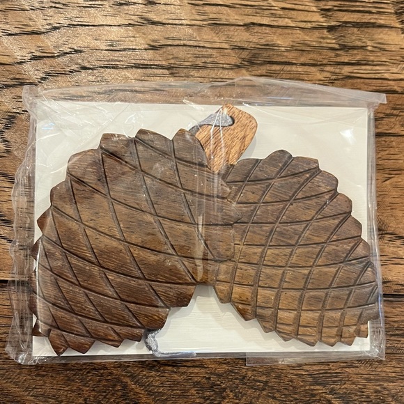 NEW! Pine Cones - Double-sided Wood Intarsia Christmas Tree Ornament SET OF 6 - Picture 3 of 4